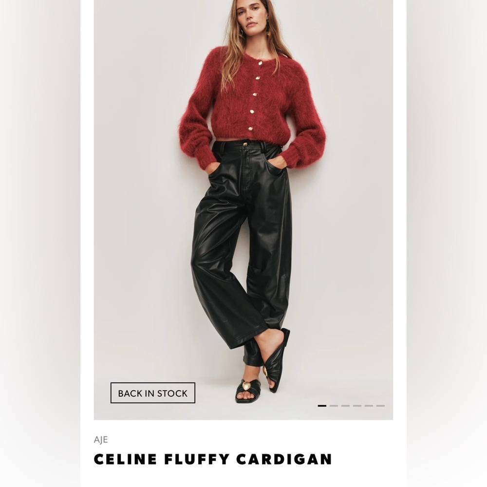 Aje Celine Fluffy Cardigan in Lychee Red